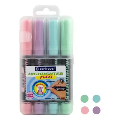 CENTROPEN - Highlighter 8542 FLEXI PASTEL - 4 darabos készlet