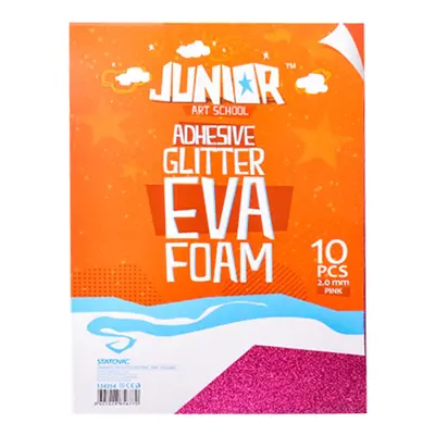 JUNIOR-ST - Díszítőhab A4 EVA Glitter rózsaszín öntapadós 2,0 mm, 10 darabos készlet