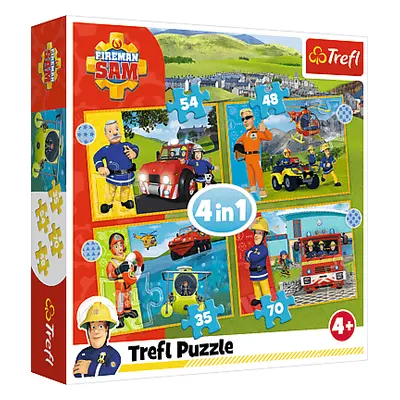 TREFL - Puzzle 4v1 - Brave Fireman Sam / Prism A&D Fireman Sam