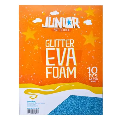 JUNIOR-ST - Dekoratív hab A4 EVA Glitter kék 2,0 mm, készlet 10 db