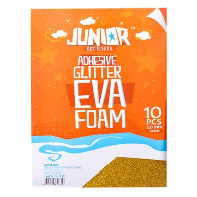 JUNIOR-ST - Dekoratív hab A4 EVA Glitter arany öntapadós 2,0 mm, készlet 10 db