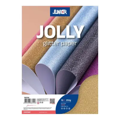 JUNIOR-ST - Dekoratív papír A4 Glitter ezüst 250 g, készlet 10 db