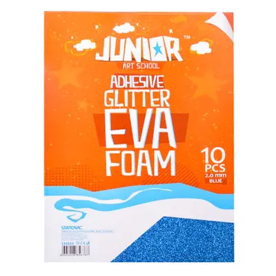 JUNIOR-ST - Díszítőhab A4 EVA Glitter kék öntapadós 2,0 mm, 10 darabos készlet