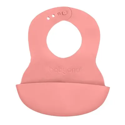 BABYONO - Puha műanyag bib zsebbel BPA-mentes pink 6hónap+