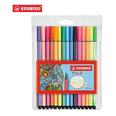 STABILO - Pen 68 filctoll, 10 db-os készlet + 5 db neon