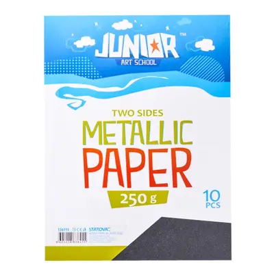 JUNIOR-ST - Dekorációs papír A4 Metallic Fekete 250 g, 10 darabos készlet