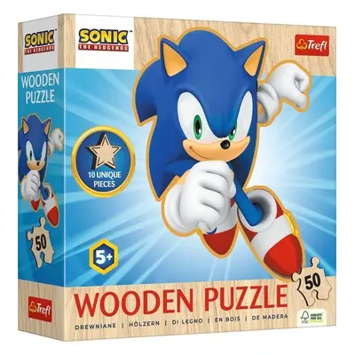 TREFL - Fa wooden outline puzzle Sonic: Vidám Sonic 50 darabos