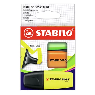 STABILO - Highlighter - BOSS MINI - 3 csomag - sárga, narancssárga, zöld