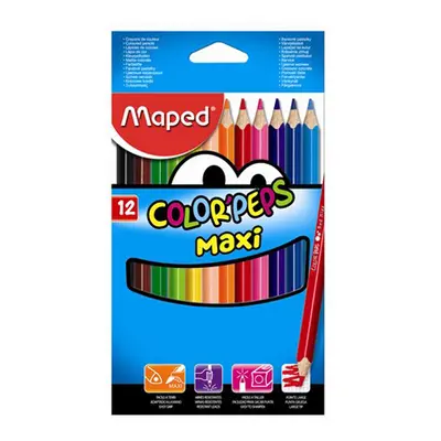 MAPED - Háromszög alakú zsírkréták - durva COLOR`PEPS MAXI, 12 db.