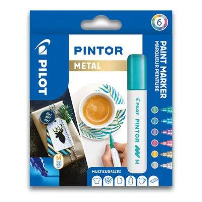 PILOT - Dekorációs filctoll "Pintor Metall", 6 darabos készlet, M hegyű