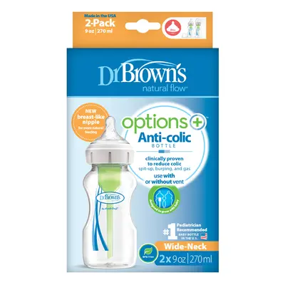 DR.BROWNS - Antikolikus cumisüveg Options+ széles nyakú 2x270ml műanyag (WB92600)