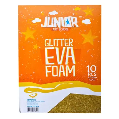 JUNIOR-ST - Dekoratív hab A4 EVA Glitter arany 2,0 mm, készlet 10 db