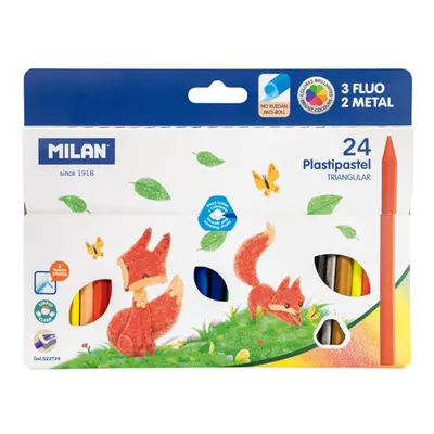 MILAN - Háromszögletű zsírkréta 19 db + 3 x Fluo +2 metálos