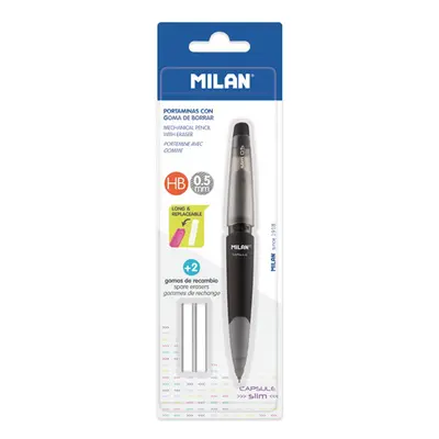 MILAN - Micro ceruza / Pentel toll Capsule Slim HB 0,5 mm + 2 tartalék radírgumi