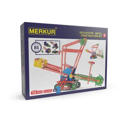 MERKUR - 5 Építőkészlet, 768 alkatrész, 80 modell