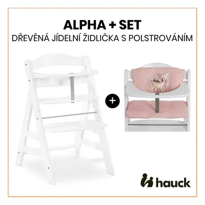 HAUCK - Alpha+ szett 2in1 fából készült szék, fehér + huzat Sweety