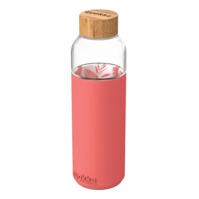 QUOKKA - FLOW Szilikon felületű üvegpalack PINK BOTANICAL, 660ml, 40006