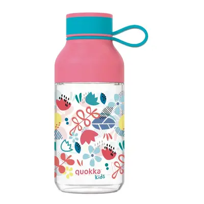 QUOKKA - KIDS Műanyag palack FLOWERS hurokkal, 430ml, 40158