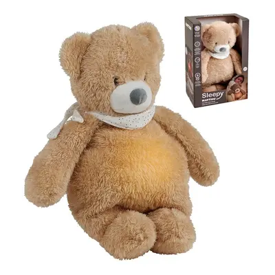 NATTOU - Plüss zenélö játék, fénnyel és egy sírásérzékelő 4in1 Sleepy Bear Pale Brown 0hónap+