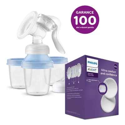 PHILIPS AVENT - Anyatejpumpa kézi a VIA rendszerrel + Eldobható melltartó betétek 100 db