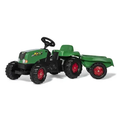 ROLLYTOYS - Pedálos traktor Rolly Kid utánfutóval, zöld-piros