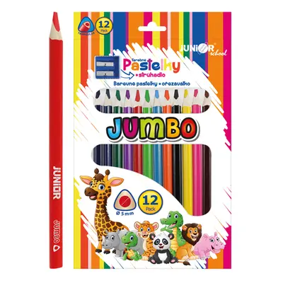 JUNIOR - Ocean World Crayons háromszög JUMBO 12 db + ceruzahegyező