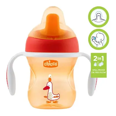 CHICCO - Tréning bögre fogantyúval 200 ml, piros 6m+