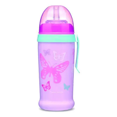 CANPOL BABIES - Sport palack szivárgásmentes szívószállal pillangó 300ml 12m+ rózsaszínű