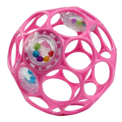 OBALL - játék RATTLE 10cm dark pink 0hó+