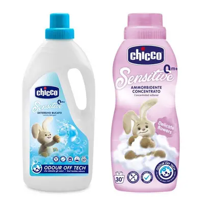 CHICCO - Baby Sensitive mosószer 1.5l + lágyítószer conc. Chichik Virág ölelés 750ml