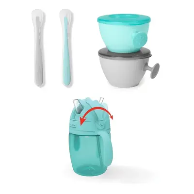 SKIP HOP - Easy-Feed étkezési készlet Teal/Grey 6m+