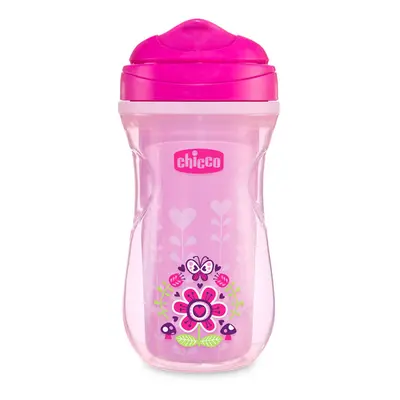 CHICCO - Chicco Active termo bögre kemény szájkosárral 200ml, rózsaszín, virág 14m+