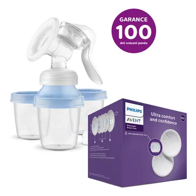 PHILIPS AVENT - Anyatejpumpa kézi a VIA rendszerrel + Eldobható melltartó betétek 60 db