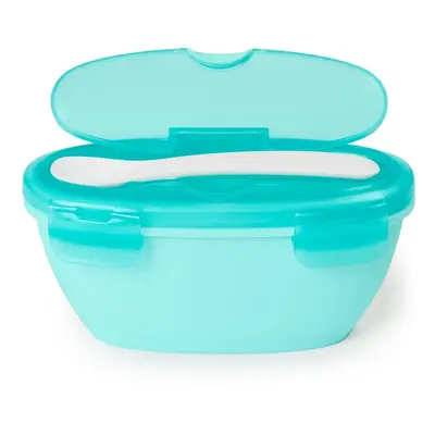 SKIP HOP - Tál kanál védőtokban Easy Serve Teal 240ml, 3m +