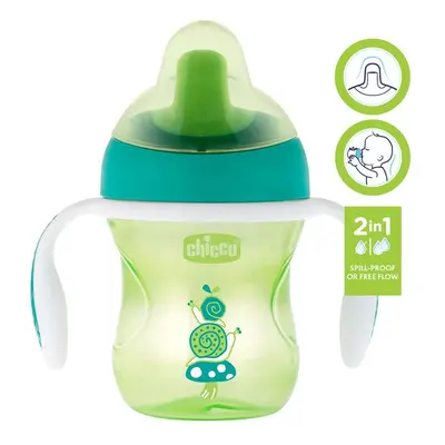 CHICCO - Tréning bögre fogantyúval 200 ml, világoszöld 6m+