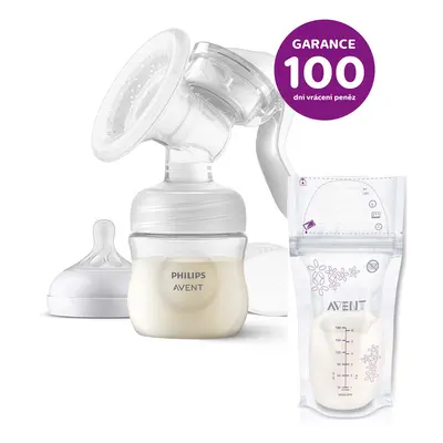 PHILIPS AVENT - Anyatejpumpa kézi + Anyatejes zacskók 180 ml 25 db