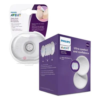 PHILIPS AVENT - Mell bimbóvédő M + ster. csomagolás + eldobható melltartó betétek 100 db