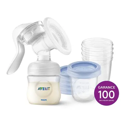 PHILIPS AVENT - Anyatejpumpa kézi + VIA 180 ml 5 db