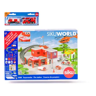 SIKU - World - tűzoltóállomás tűzoltóautókkal