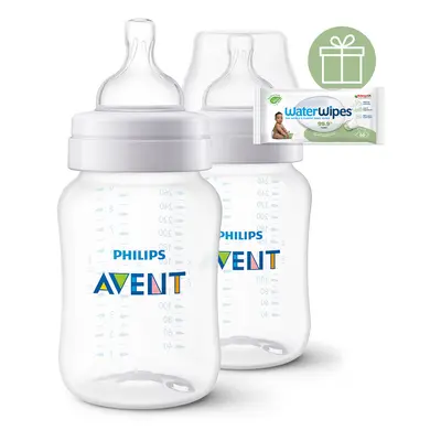 PHILIPS AVENT - Anti-colic cumisüveg 260 ml 1hó+ 2db+WW Soapberry 60db