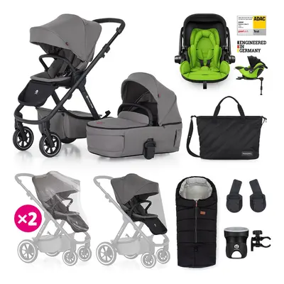 PETITE&MARS - Kombinált babakocsi ICON 2 az 1-ben Dove Grey XXL RWS + KIDDY Evoluna i-size 2 + a