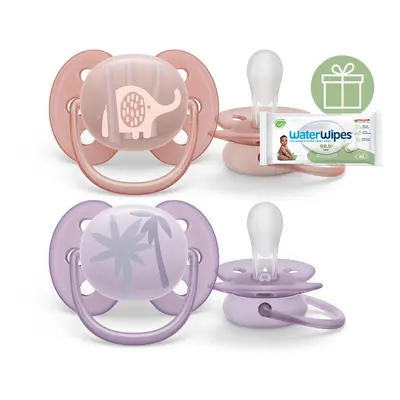 PHILIPS AVENT - Ultrasoft Premium állatos cumi 0-6 hó lány 2 db+WW Soapberry 60 db