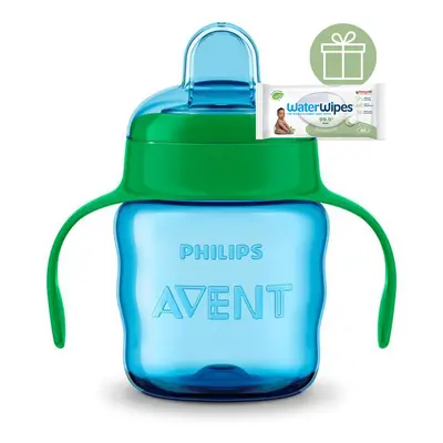 PHILIPS AVENT - Első kortyok Classic pohár 200 ml fogantyúval fiúknak+WW Soapberry 60db