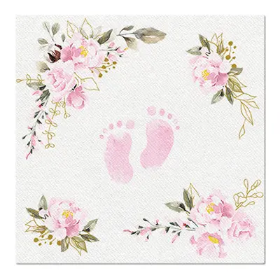 PAW - Törlőkendő AIRLAID 40x40 cm Baby Feet light pink