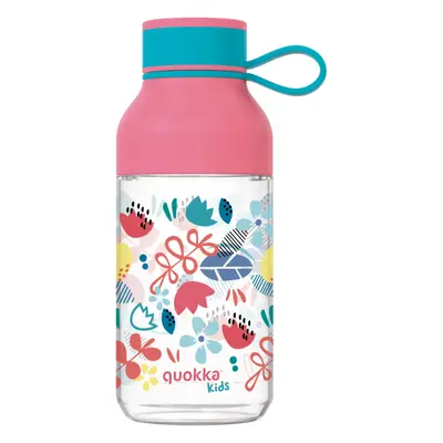 QUOKKA - Műanyag palack Ice Kids pánttal Flowers 430 ml