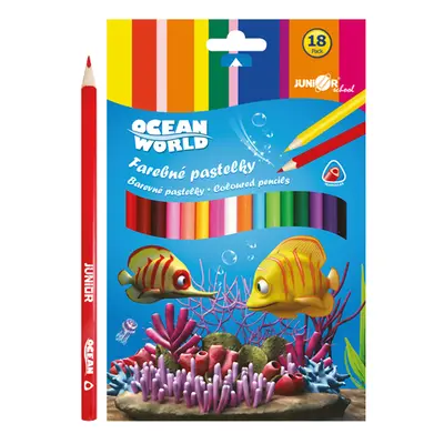 JUNIOR - Ocean World háromszög alakú zsírkréta 18 db