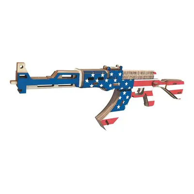 RAPPA - Woodcraft Fa 3D puzzle AK47 gépkarabély amerikai zászló színeiben