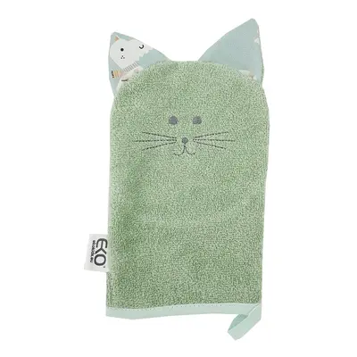 EKO - Pamut mosogatórongy füllel Cat Olive green 20x15 cm