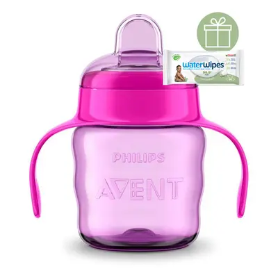 PHILIPS AVENT - Első kortyok Classic pohár 200 ml fogantyúval lányoknak+WW Soapberry 60db