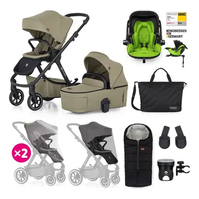 PETITE&MARS - Kombinált babakocsi ICON 2 az 1-ben Mossy Green XXL RWS + KIDDY Evoluna i-size 2 +